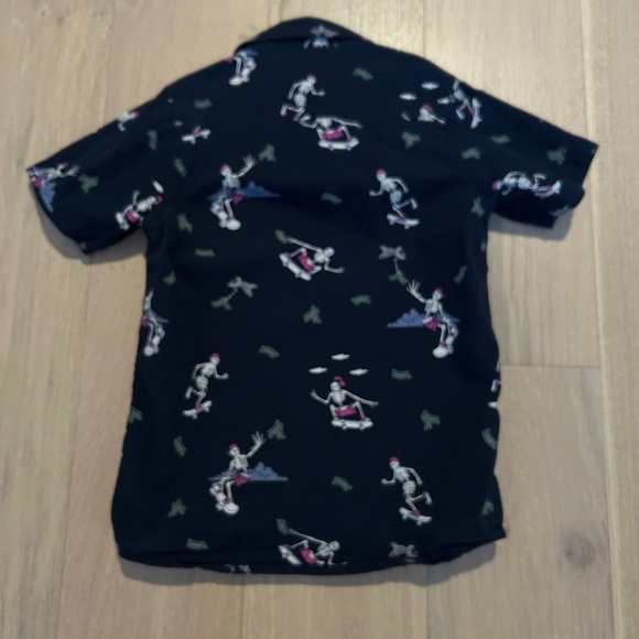 Eighty Eight Blue Short Sleeve Button Down Skateboard Skeleton Theme Size 8 - Picture 3 of 5